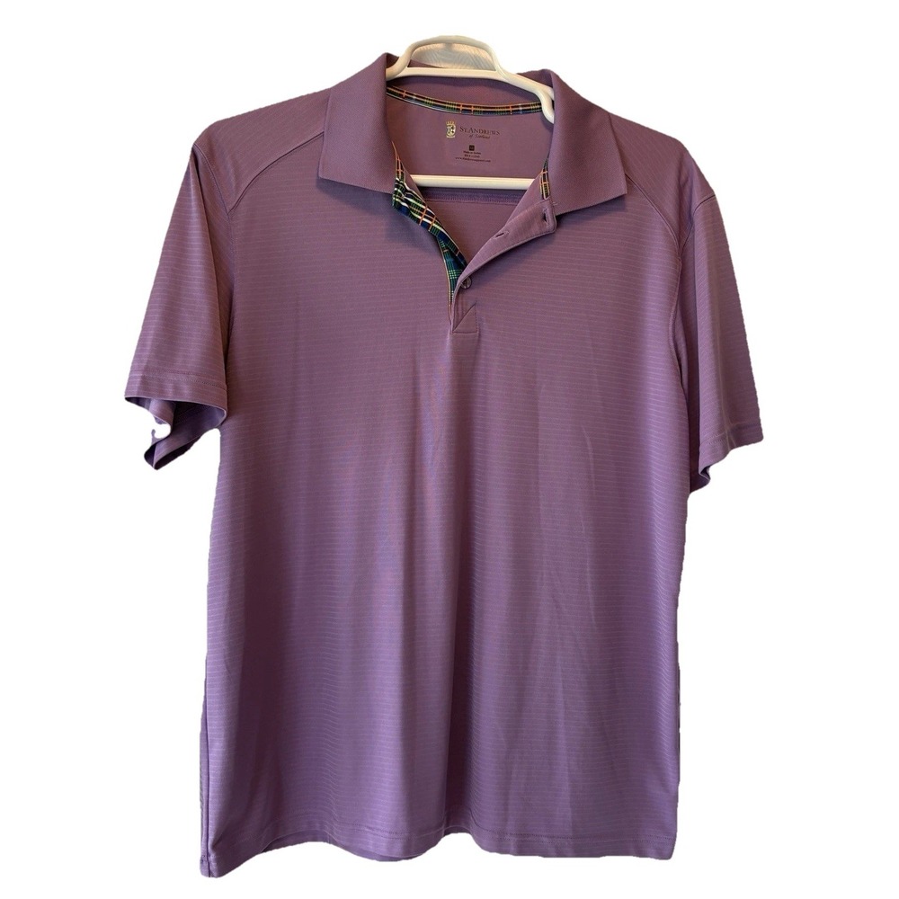 St Andrews of Scotland Men's Purple Striped Golf‎ Polo Shirt Sz XL